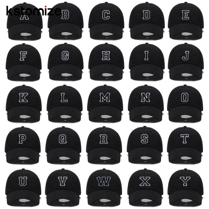 Initial Letter AZ Black Baseball Cap For Men Womne High Quality Soft Cotton Embroider Fashion Team Sport Visors Caps 250228
