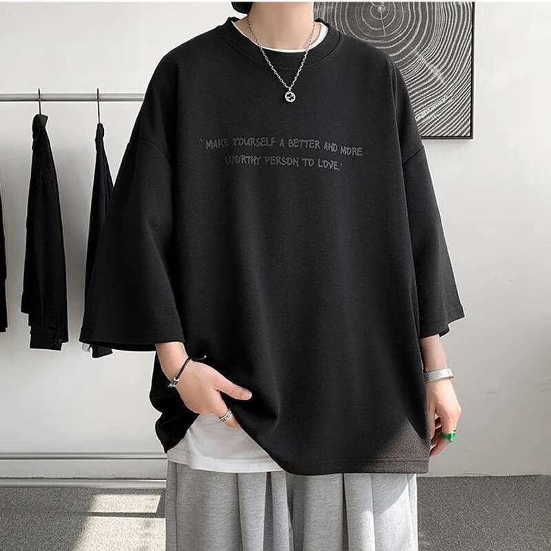 Men's Economy Round Neck Dive Sleeves, Oversized Print, Hip Hop Personality, Streetwear High Street, Summer, Y2K, Y-New At, 2023