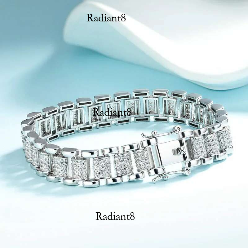 TFGLBU New 10mm Wide Full Moissanite Cuban for Men Real S Sterg Sier Lab Dia Bracelet GRA Fine Jewelry Gift