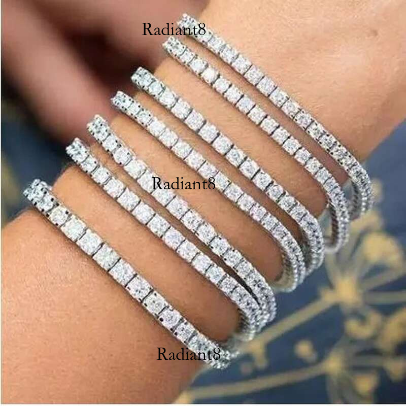 Handmade Solid Sterg Sier 4mm 17cm 19CM Tennis Bracelet Bangle For Women Wedding Fashion Jewelry Wholesale Party Gift