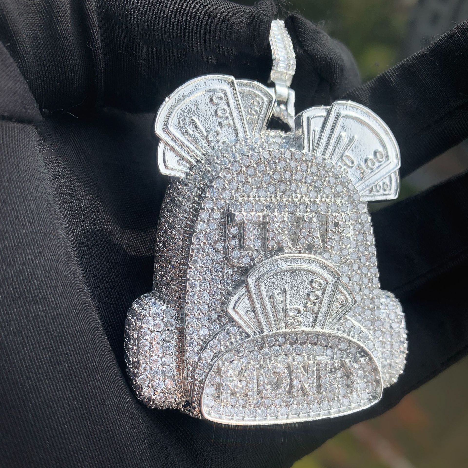 Hip Hop Originality Money Bag Pendant Necklace Bling 5A Zircon Gold Plated Mens Rap Jewelry