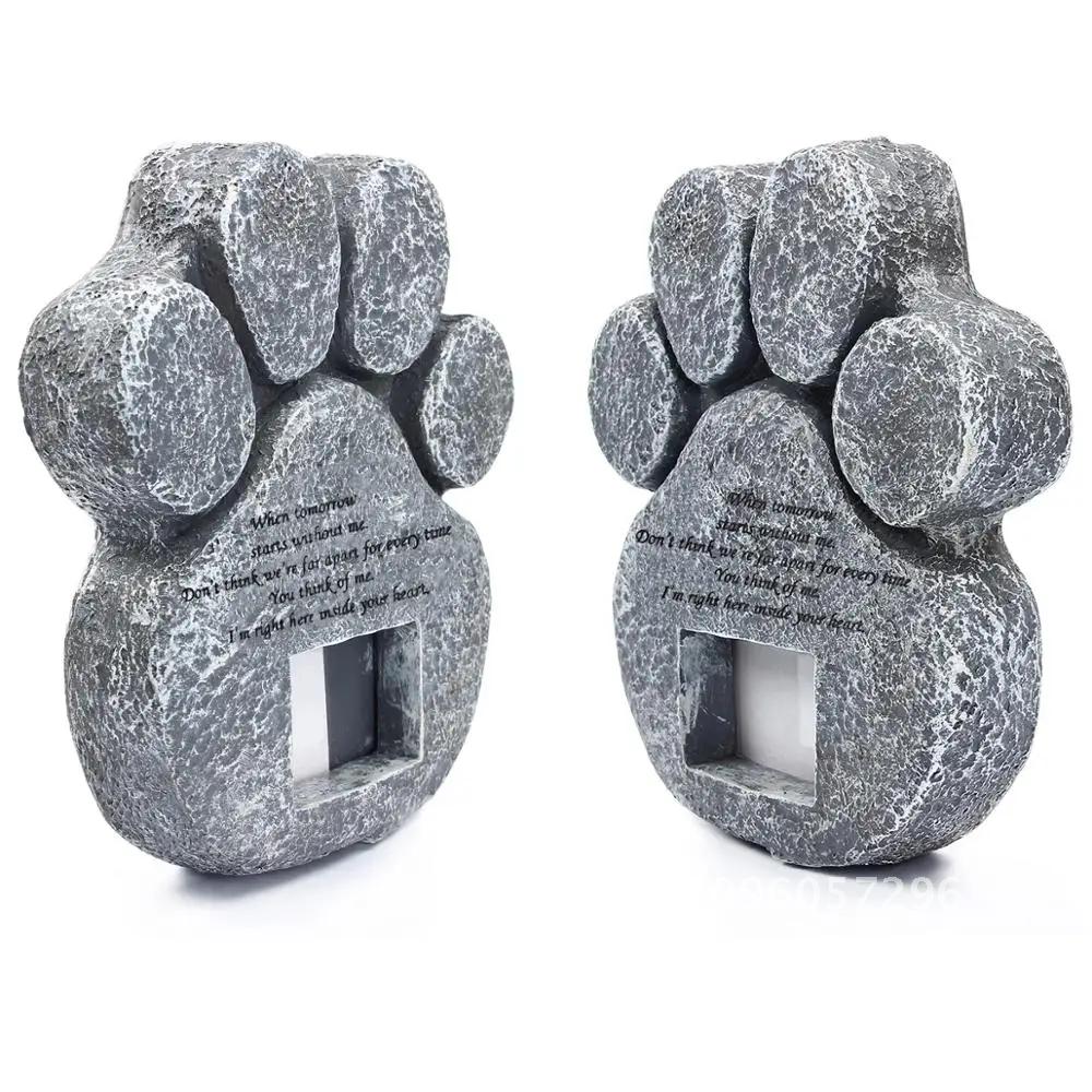 Pet Memorial Stones for Loss of Pet Gifts Paw Print Dog Memorial Frame Shaped Cat Photo Tombstone Pet Gifts Grave