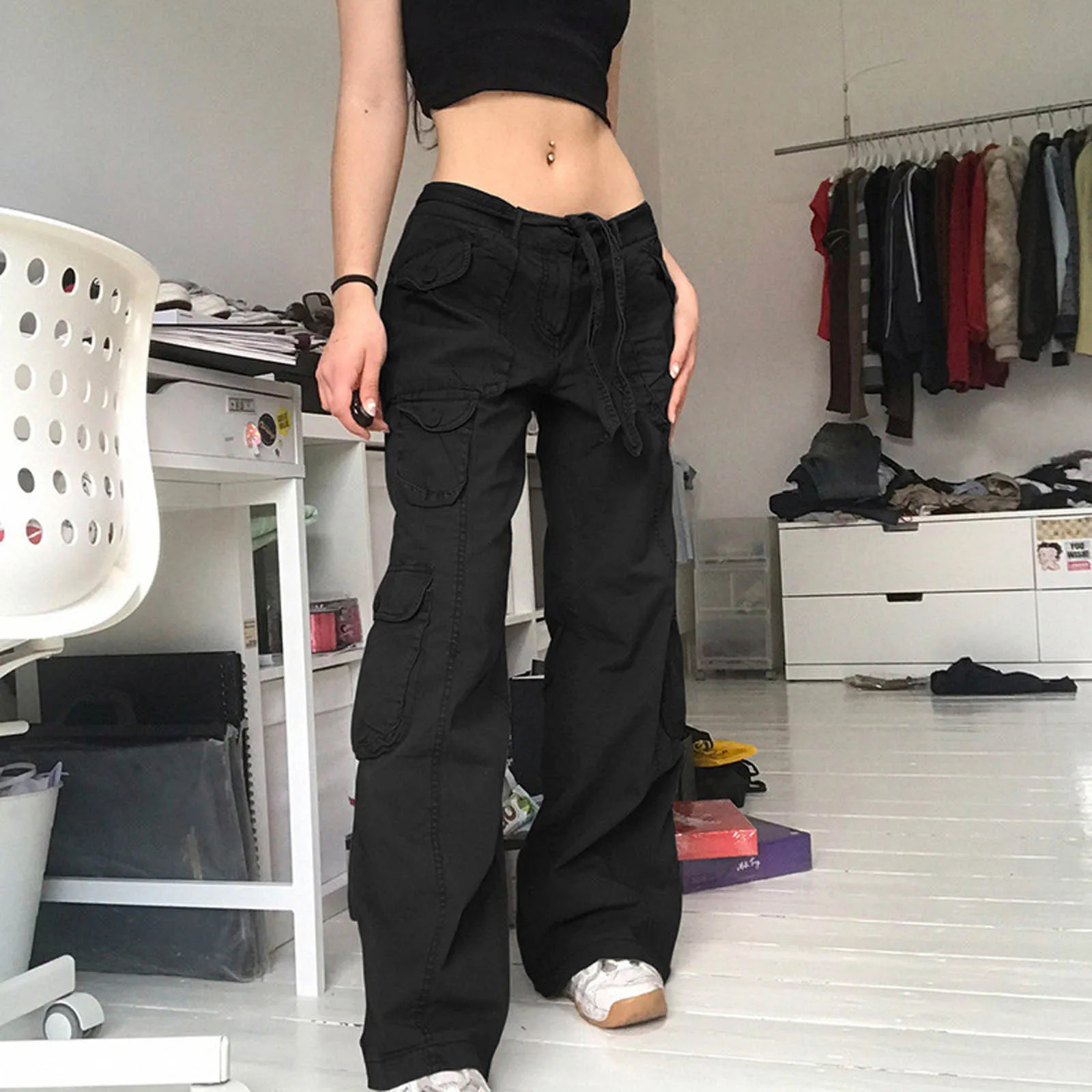 American Cargo Pants Mens Grey Camouflage Jeans For Men And Women Overalls Hiphop Wide Leg Trend Straight Casual Baggy Clothes 250304