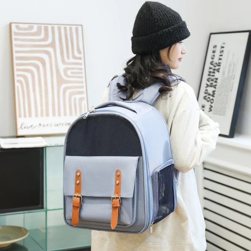 Pet Bag Carriers Portable Breathable Foldable Cat Dog Puppy Bags Outgoing Pets Backpack with Locking Safety Zippers