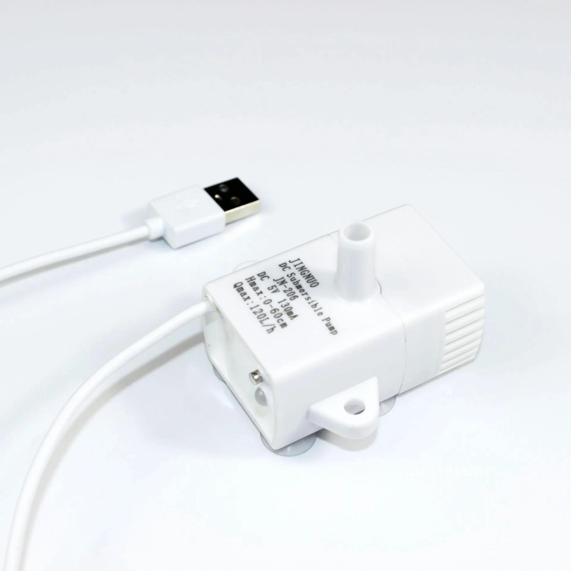 JN-206 DC/USB Water Pump 5V 120L/h Submersible Mini Tank Fish Fountain Automatic Brushless Pump LED Pet Off Drinkers Cat Light
