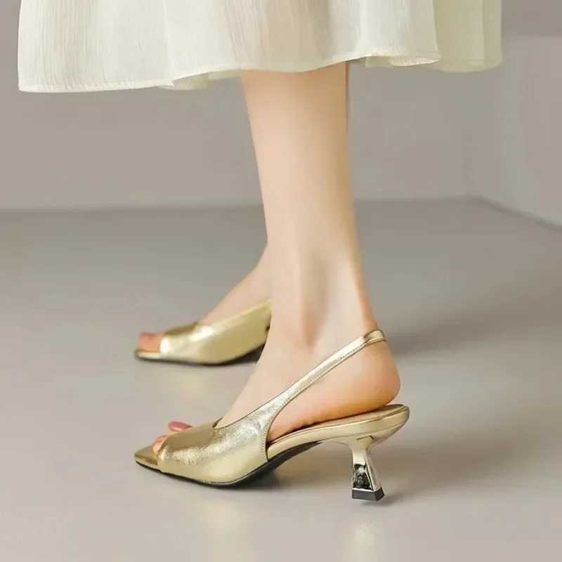 Summer Slim H Square Open Toe Wens High H 2024 Fi Dress Hanging Strap Sexy Wens High Heel Sandals Y250304