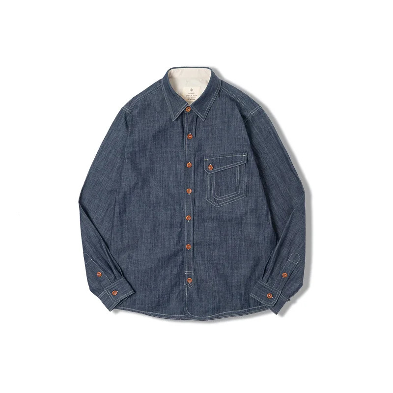 Maden Vintage Denim Jeans Shirts Long Sleeves Quality Mens Cpo Shirt Casual Clothing Retro American Wear For Male Dropship 250225