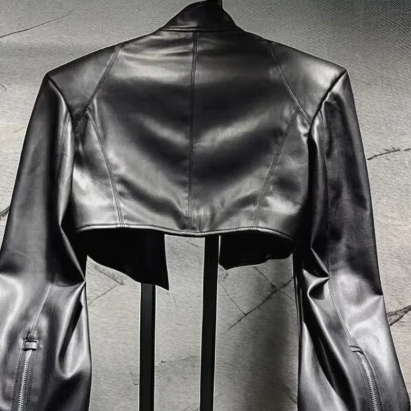 OCEANLOVE Y2k PU Autumn Winter Jackets for Women Streetwear Solid Moto Bilker Style Jackets Ins Fashion Short Womens Clothing 250228
