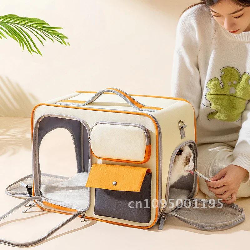 Breathable,Cat Pet Transport Backpack,Portable Travel Bag,Large and Capacity,Three Sides durable Multifunctional Backpack,Thick