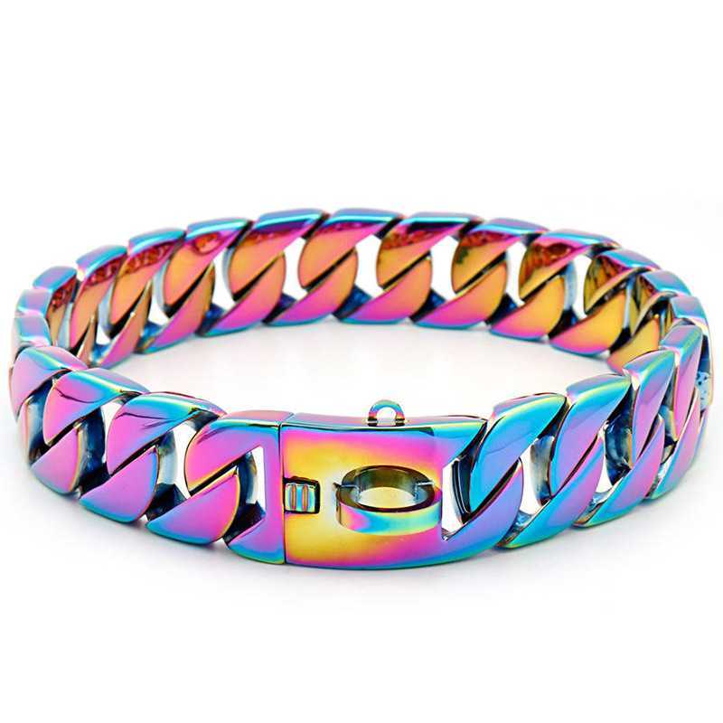 Strong Gold Cuban Chain Dogs Collar Stainless Steel 32mm Large Dog Collar Choke Personized Collar Strap for Medium Large Dogs X250129