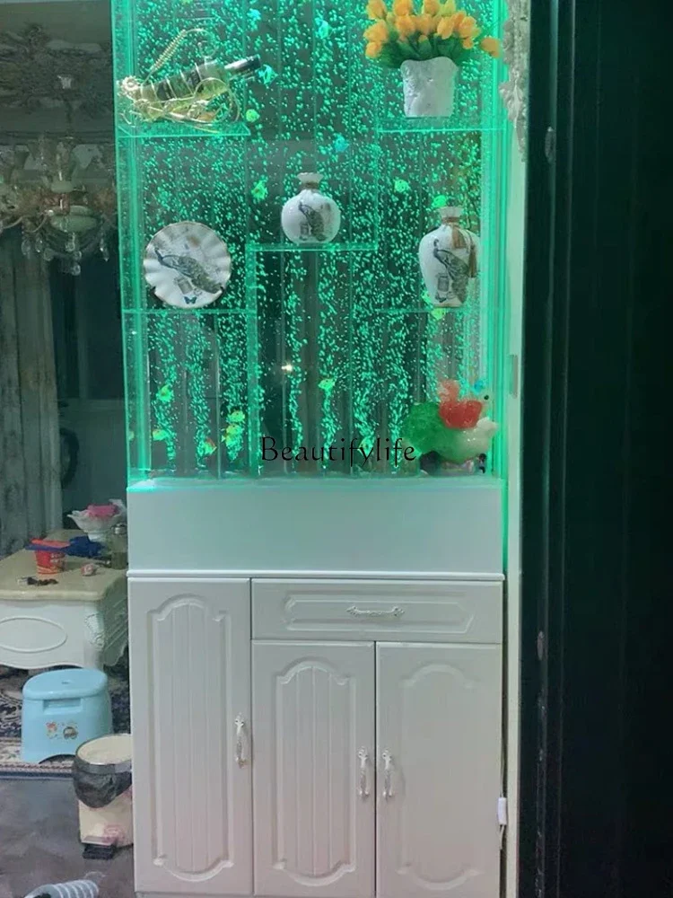 Large Bubble Screen Wine Cabinet Water Curtain Wall Partition Decoration Living Room Fish Tank Flow Bath Curtain Ornaments