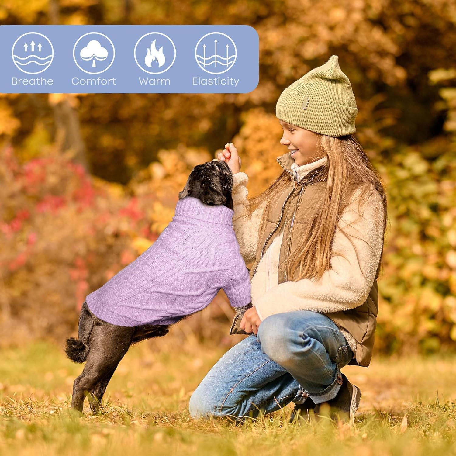 Dog Sweater for Small Dogs, Small Dog Christmas Sweater, Pullover Turtleneck Warm Soft Knitwear for Girl Boys Male Female Chihuahua, Bulldog, Dachshun