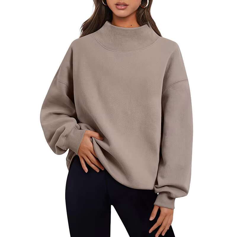 Custom Womens Oversized Plain Sweatshirts Turtleneck Pullover Long Sleeve Hoodies Tops Fall And Winter Casual Outfits Clothes