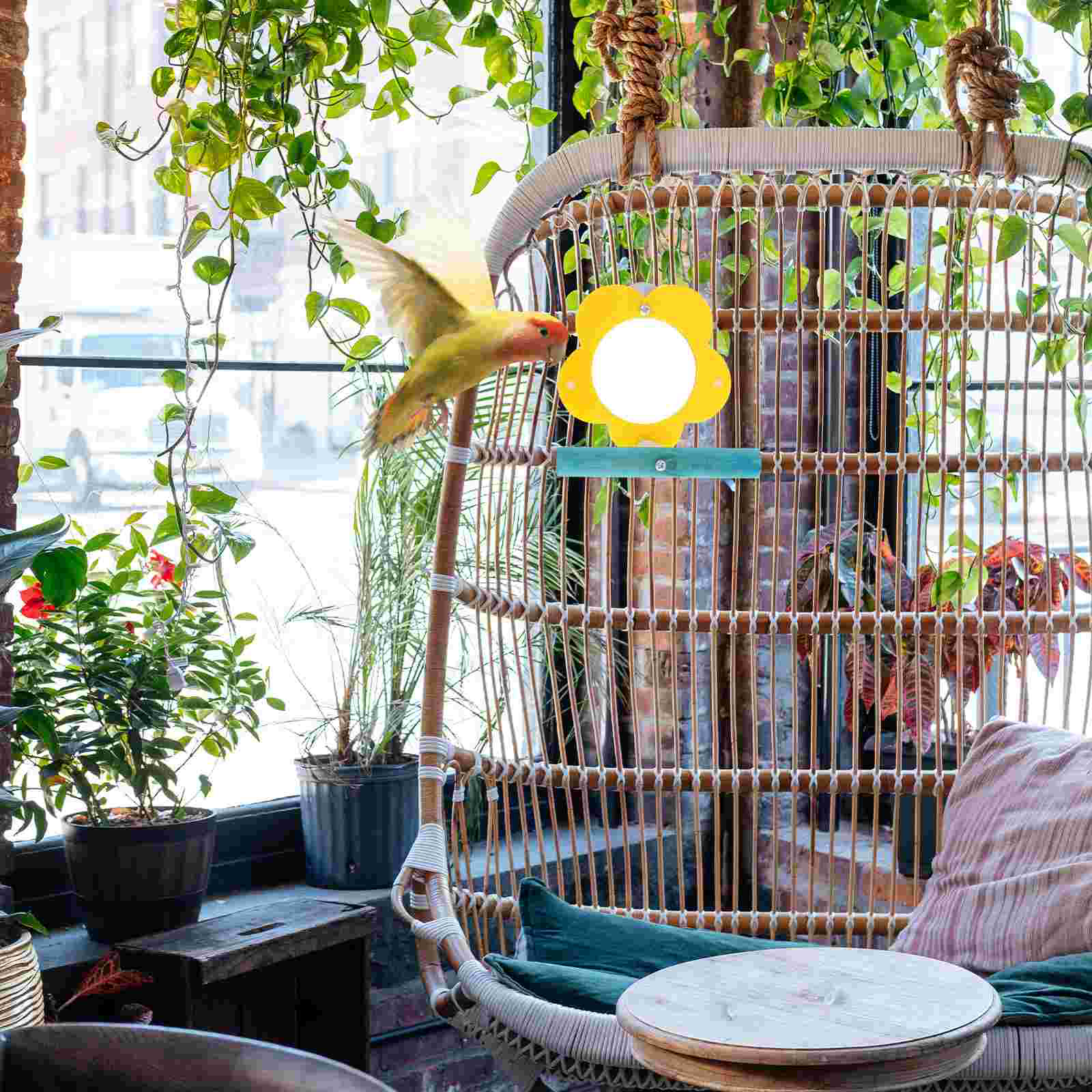 Toy Parrot Standing Stick Perch Decorative Funny Desktop Bird Supplies Yellow Wear-resistant Wooden