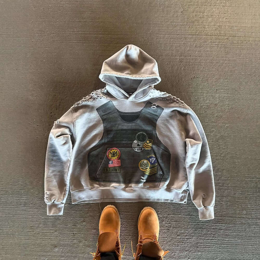 American sweatshirt bulletproof vest 3D printed pattern spring loose hoodie