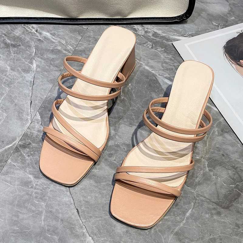Womens Sandals Wedge Shoes 2025 New Summer Casual Womens Sandals Wen High Heel Sandals Wan Fang High Heel Open Anklet Strap Y250304