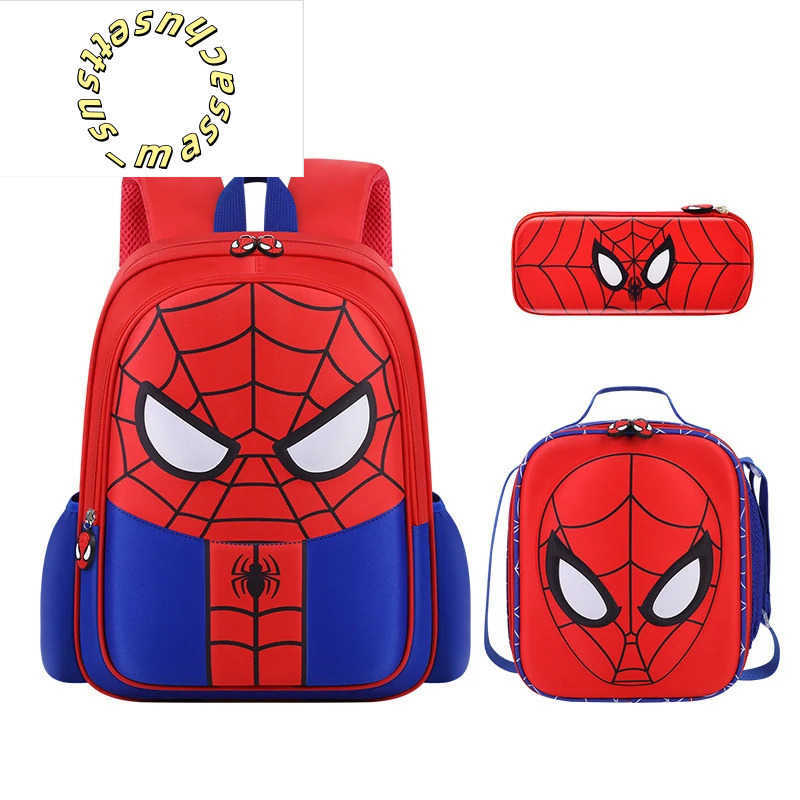 Backpacks 3pcs Marvel Spider-Man Backpack Casual Lightweight Cartoon Design Schoolbag- Includes Rucksack Pencil Case Lunch Bag Y250305X2WT
