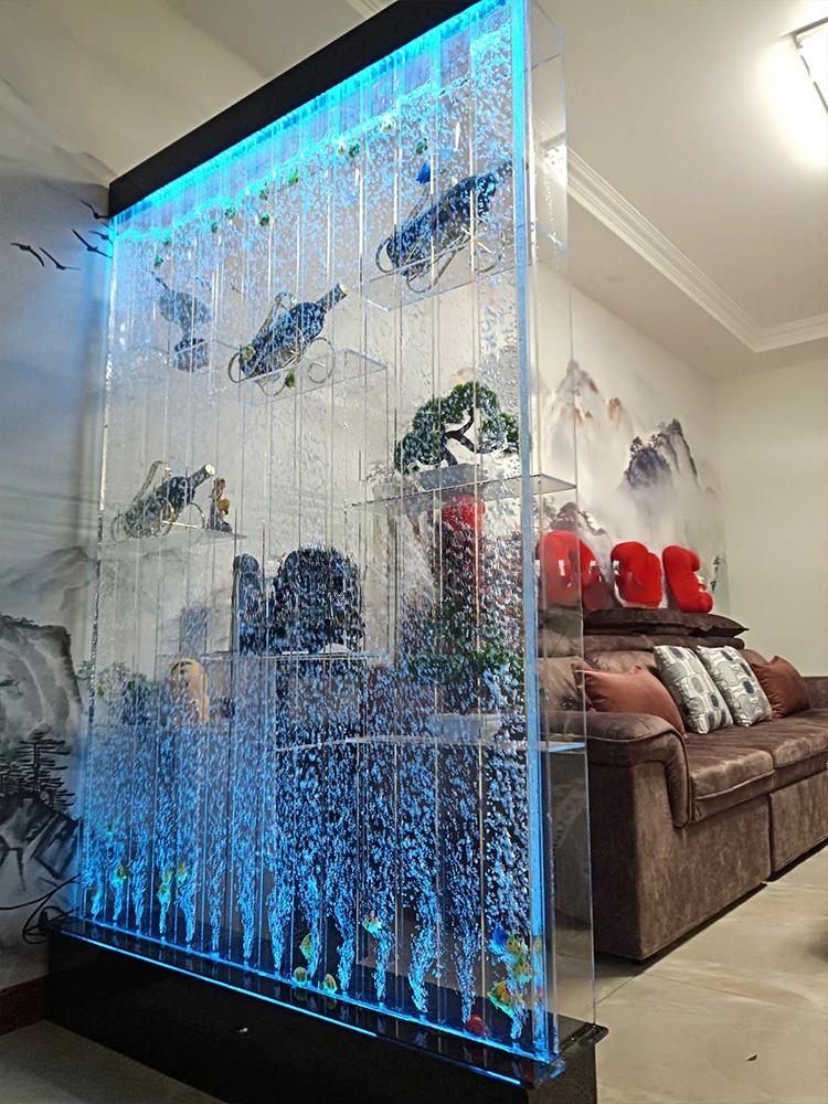 Large Bubble Screen Wine Cabinet Water Curtain Wall Partition Decoration Living Room Fish Tank Flow Bath Curtain Ornaments