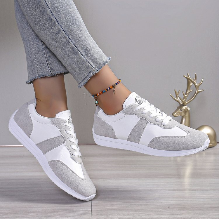 Large size white women's shoes 2025 Spring and Autumn new casual versatile sports running shoes designer flat shoes trendy casual shoes