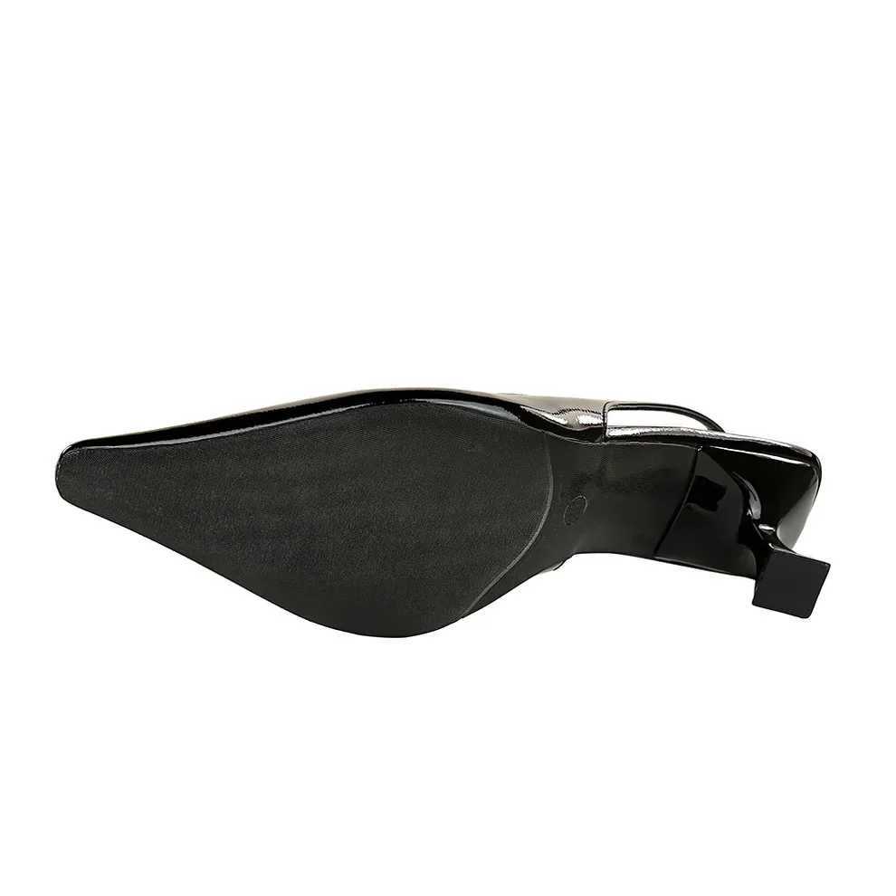 Wen 6cm high H streetwear walking sandals for women daily work straps elastic medium H gloss leather sandals Y250304