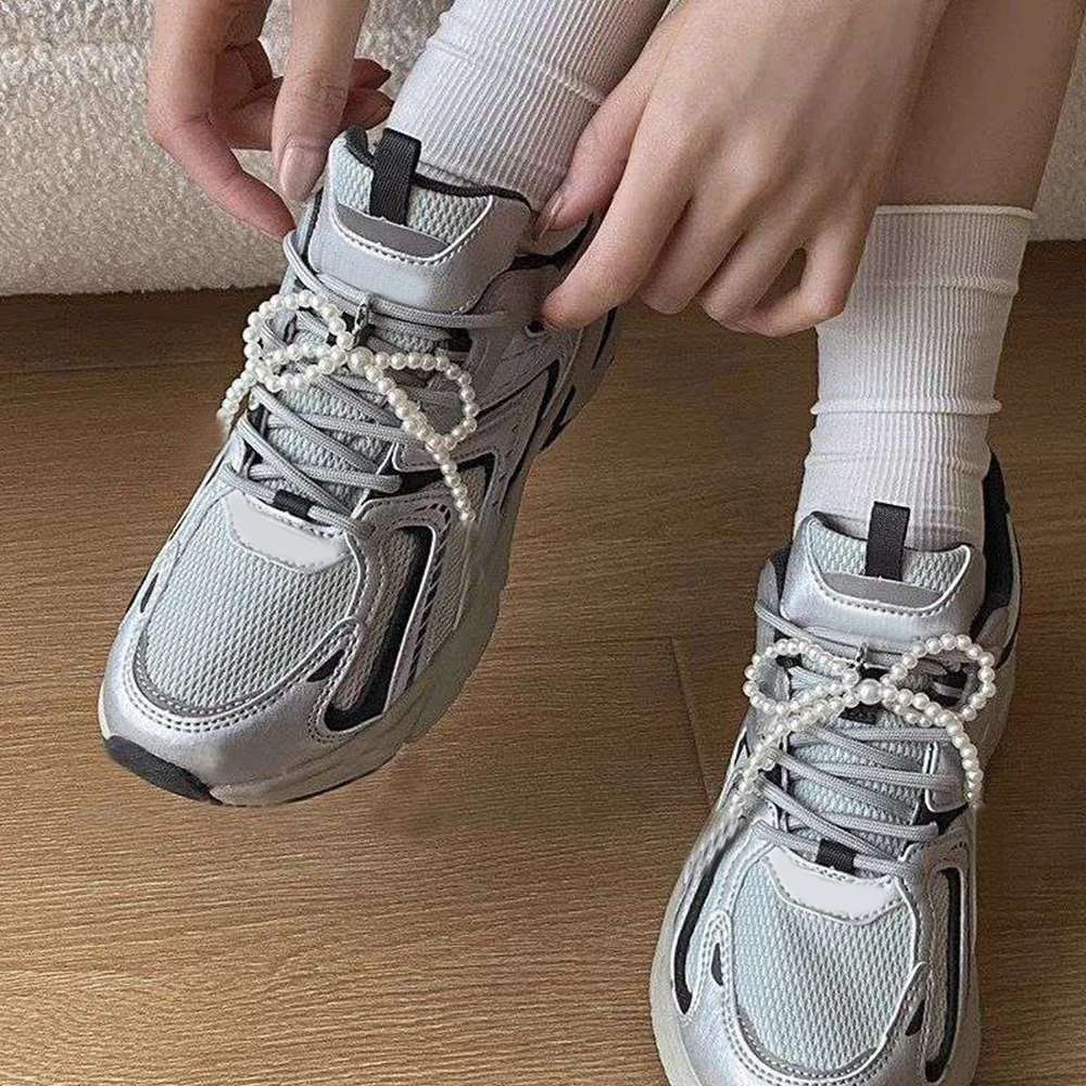 Pearl rhinestone shoe clip exquisite bow shaped shoes charming sports shoes decorative keychain decoration phone bag decoration 250218