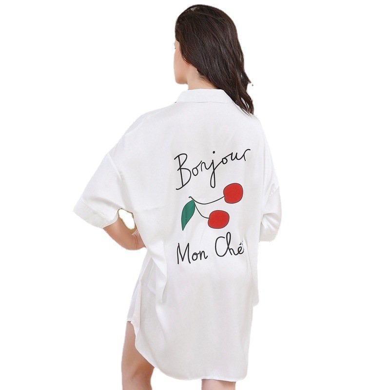 Ladies' Casual Chic Boyfriend Shirt-Style Pajamas with Summer Outer Wear Option - Large Sizes Included