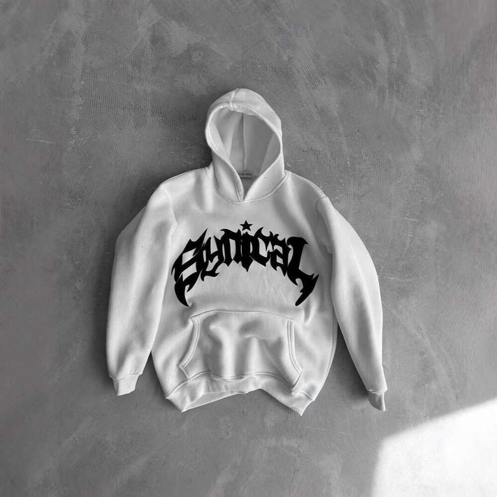 Trendy letter foam printed loose and fashionable hot stamping 3D three-dimensional pattern hooded sweatshirt