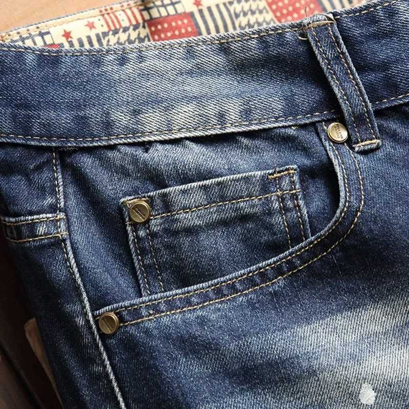 Summer Five Points Pants Denim Shorts Mens Fashion Scratch ripped Beggar Jeans Short Personality PaintT250305