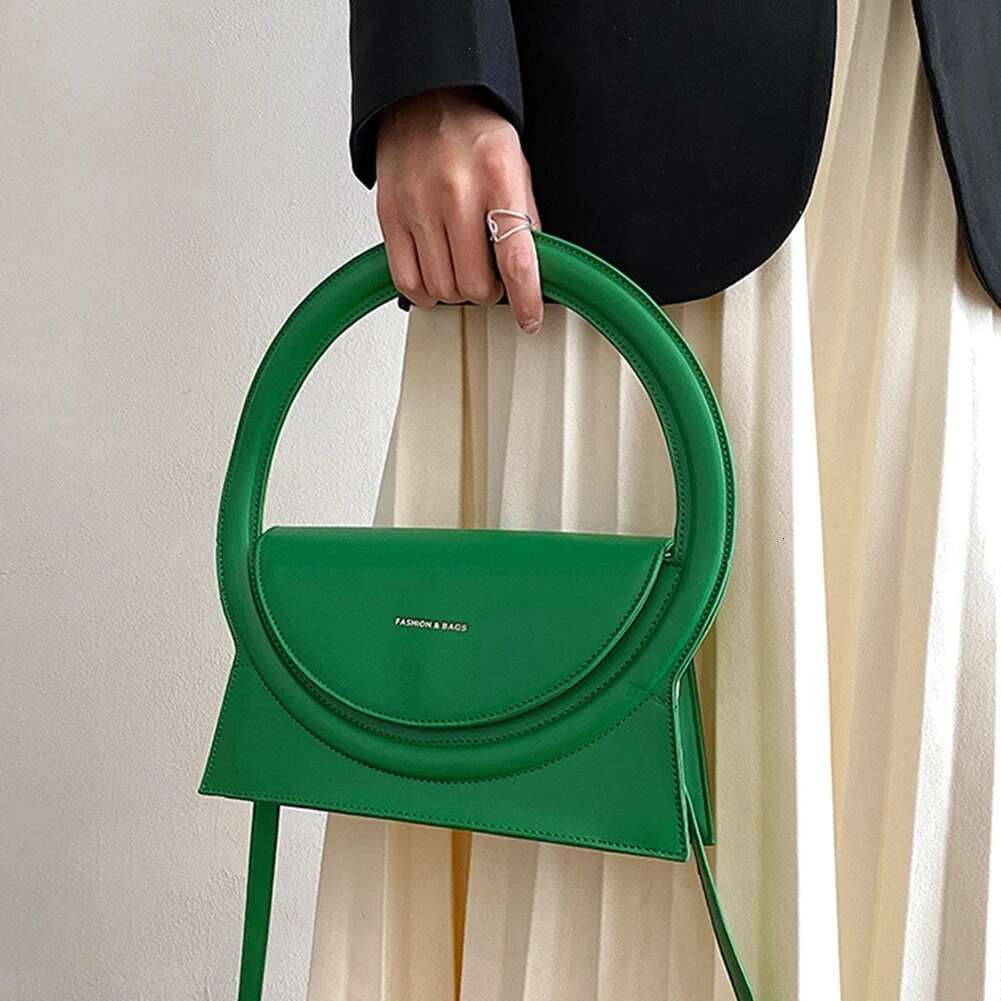 Women Round Ring Handbags Large Circle Design Tote Leather Shoulder Bag Female Fashion Crossbody Shopping Top-Handle Bags