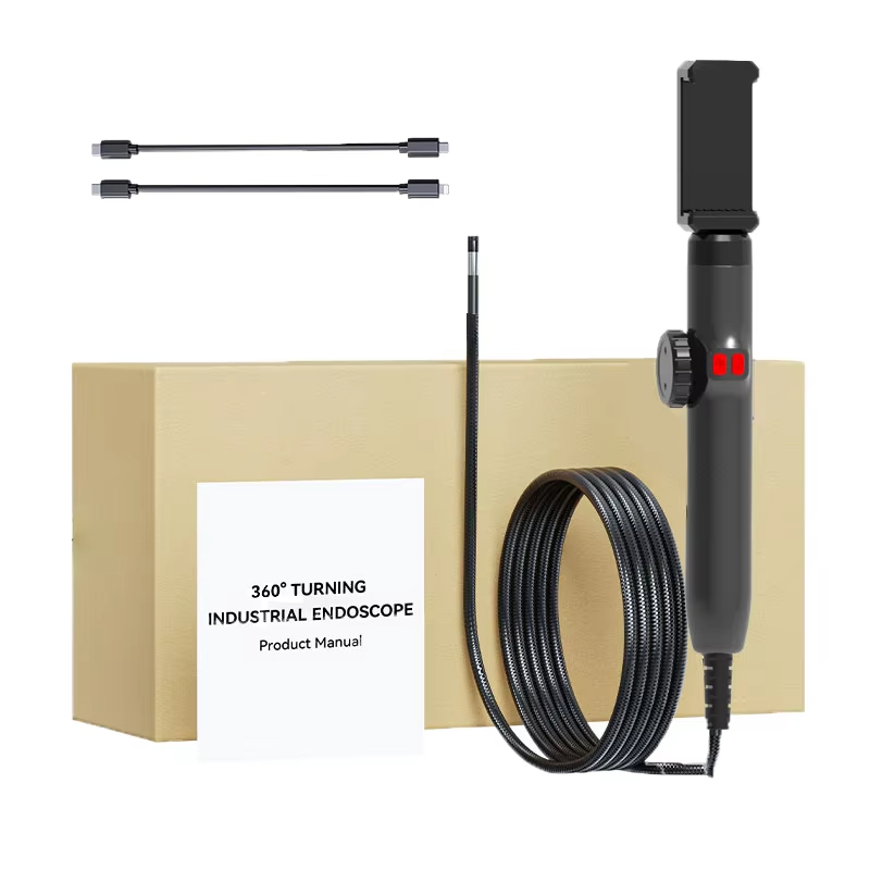 Two Way 360 degrees Articulating Borescope 1080P Camera endoscope with Light 6mm Waterproof Probe Endoscope with Android iOS Phone