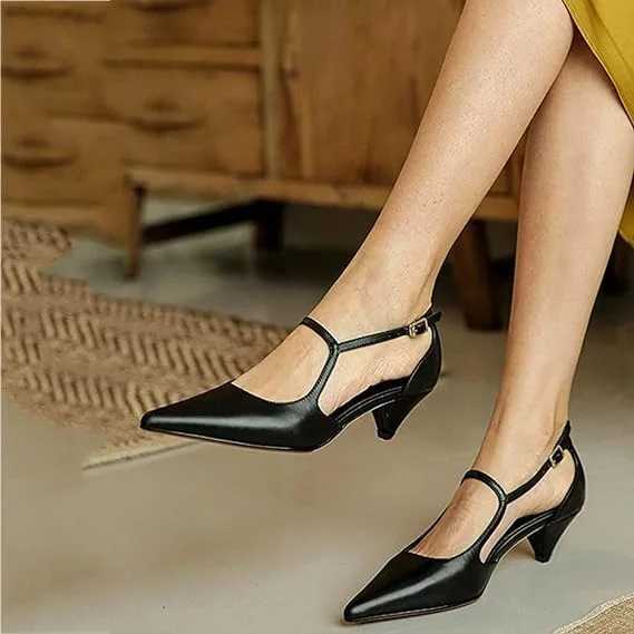Pointed Toe Big Size Shoes Wans Slippers Shallow Med 2024 Rubber Head H PU Fretwork Spike Pointed Toe Shoes Big Size W Y250304