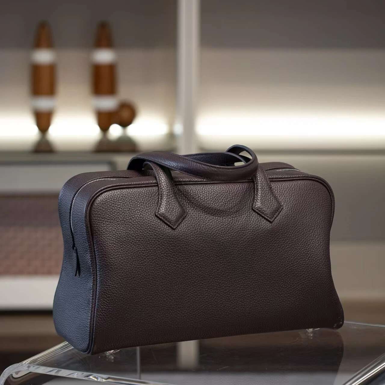 High Quality First Layer TC Cowhide Boston Baommuter Travel Light Large Capacity Handbag Casual Versatile