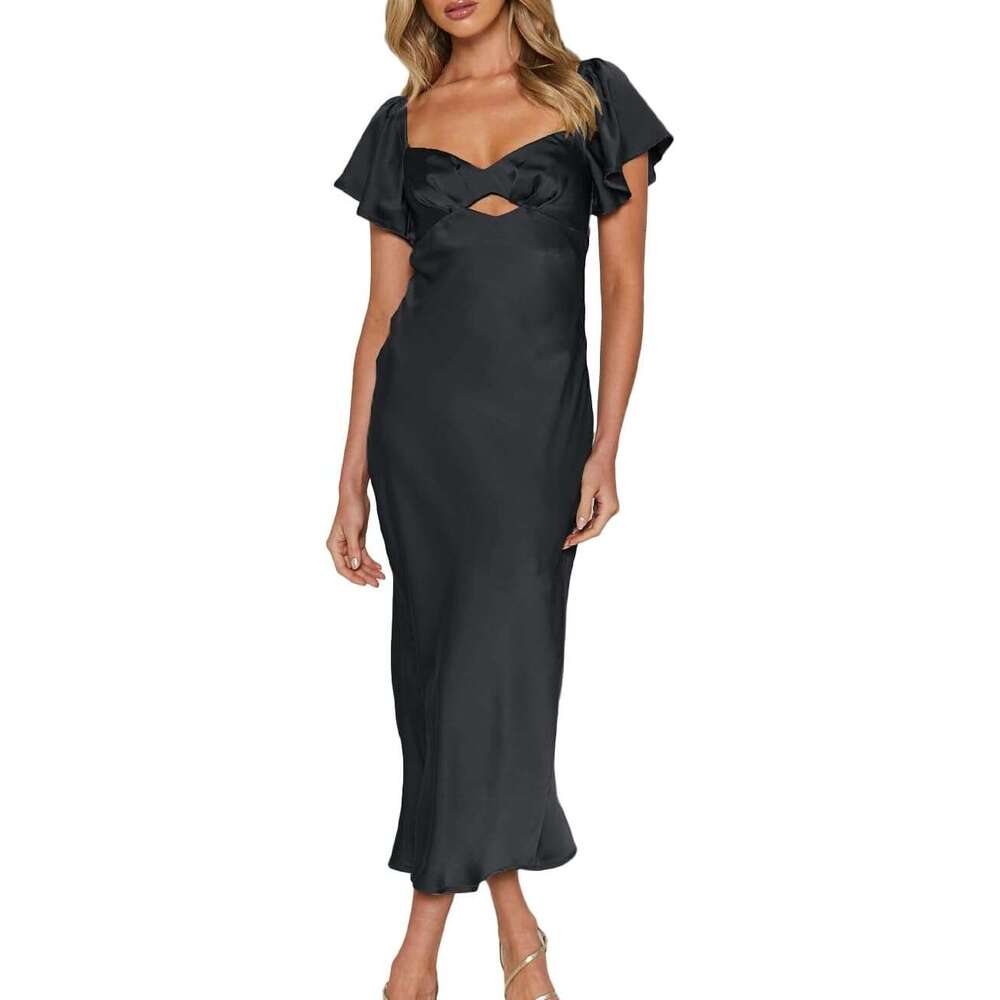 Europe and the United States sexy long skirt V-neck wrap buttock irregular midlength cocktail dress woman