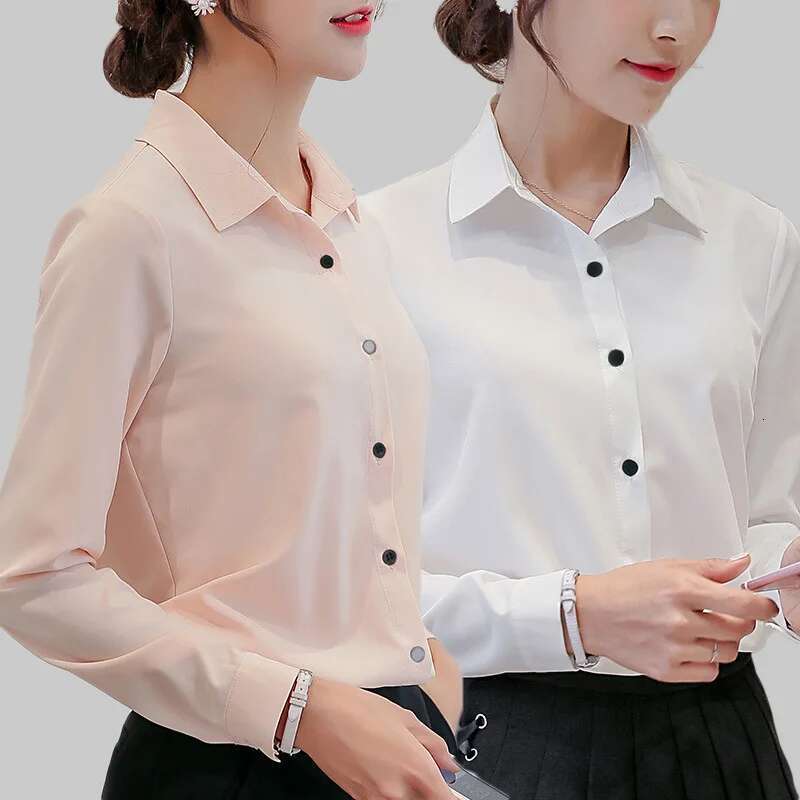 Women Blouse Chiffon Office Career Shirts Tops Fashion Casual Long Sleeve Blouses Femme Blusa KLMY