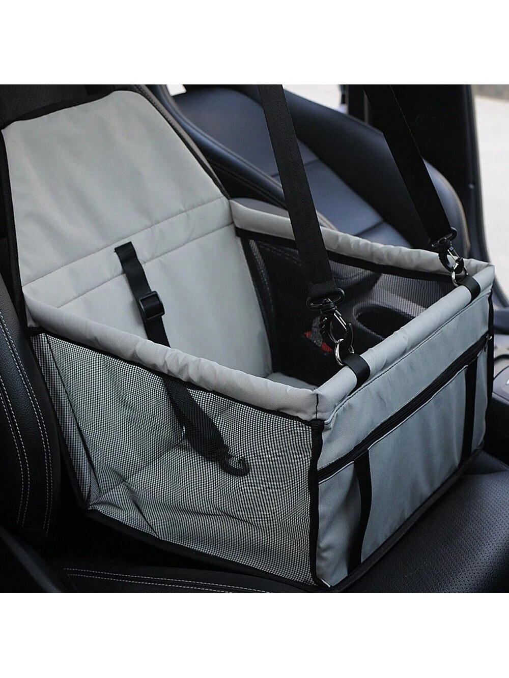 1pc Oxford Cloth Car Pet Dog Basket For Car Front Seat, Waterproof, Scratch-Resistant And Wear-Resistant, With Clip