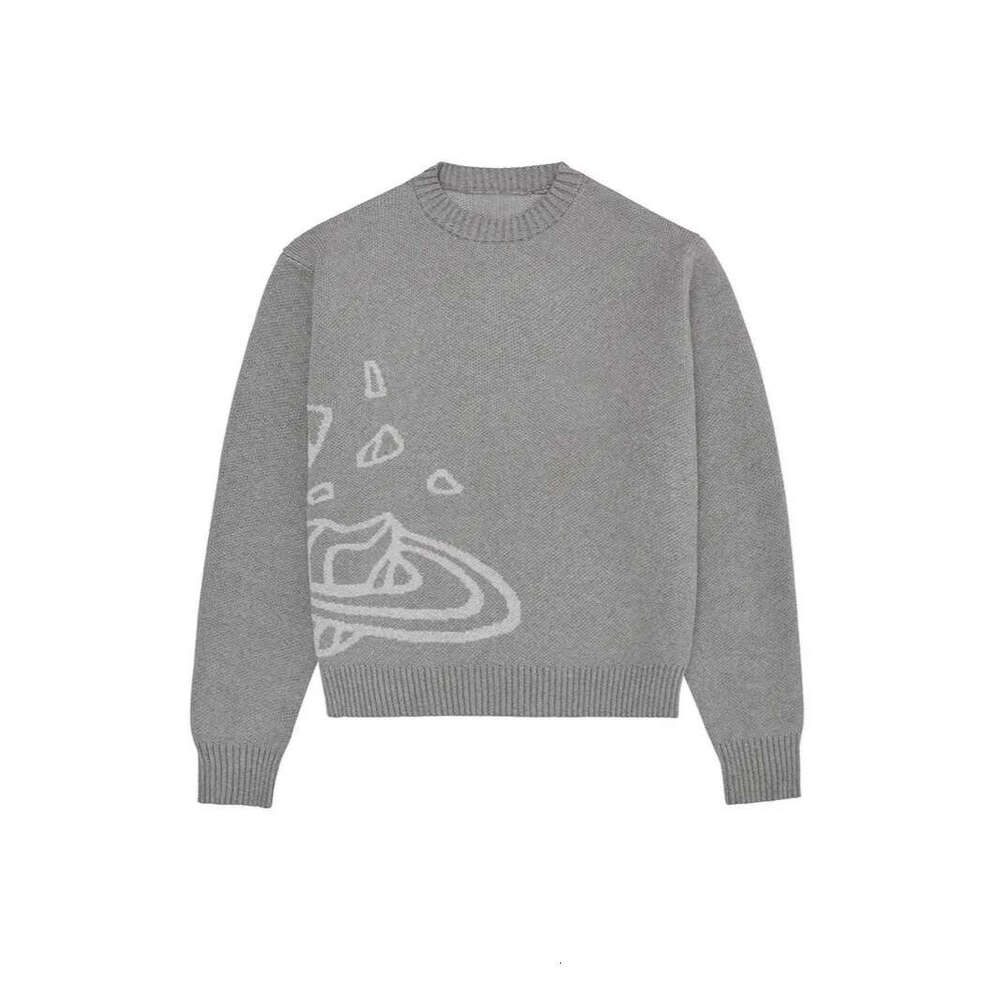 Space Planet Star Knitted Knight Youth Y2K Women's Black Warm Top Men's Loose