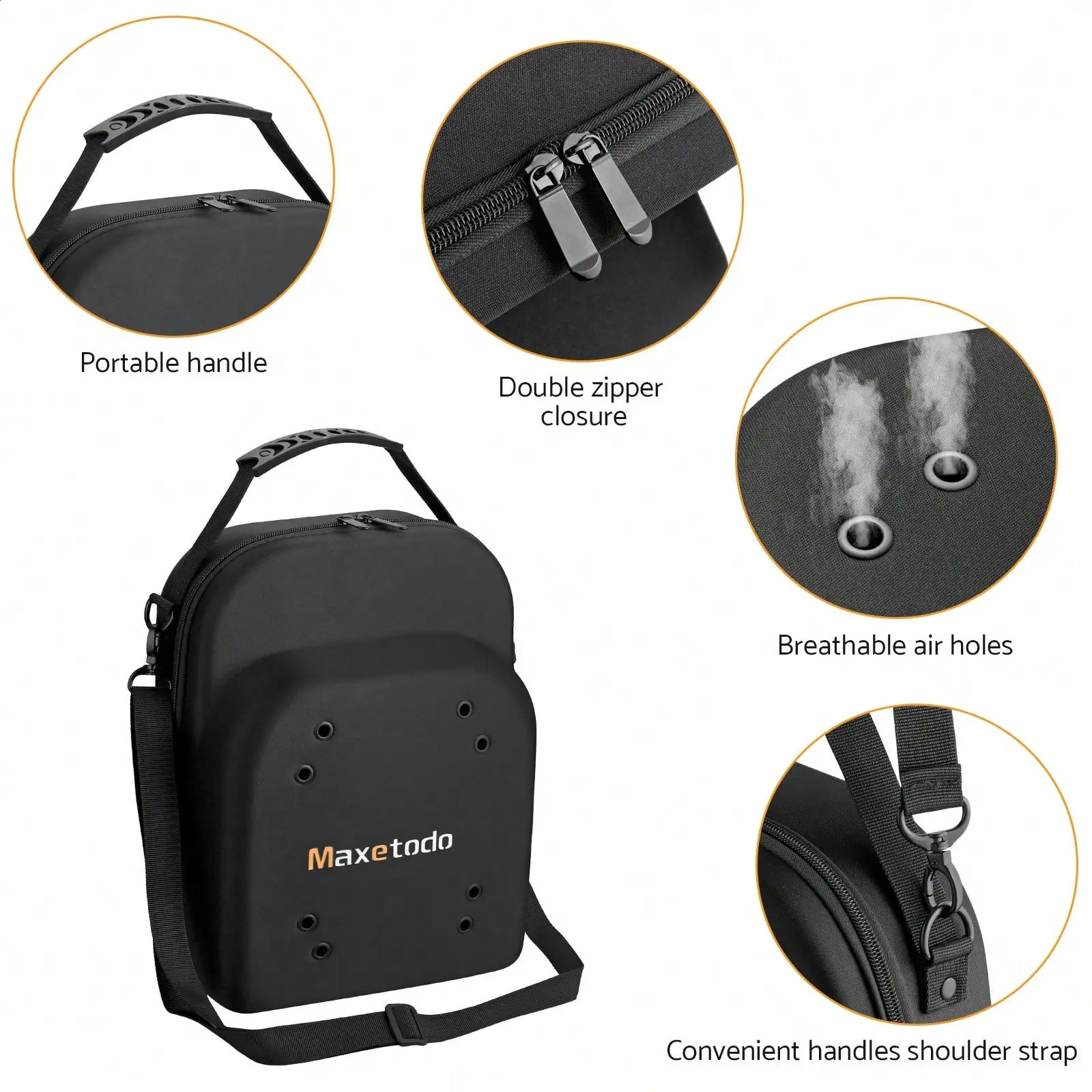 Ship from US Black Hat Travel Storage Bag EVA Waterproof Dustproof Crushproof Box Hold 6 Caps with Handle Shoulder Strap for Daily 250305FBB