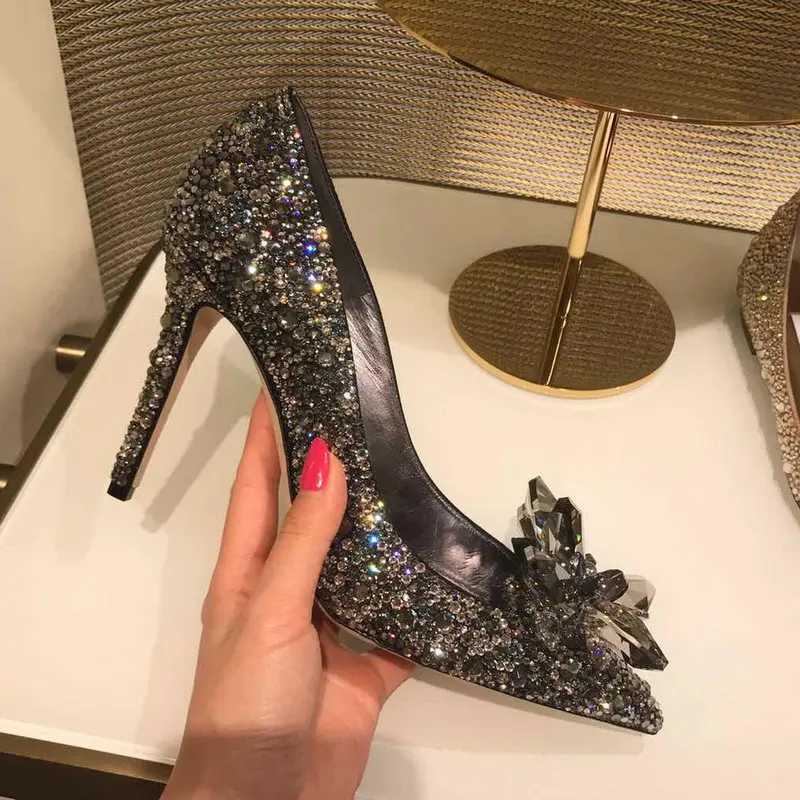 2024 New Shoes Rhine High Heels Women Pumps Pointed toe Woman Crystal Party Wedding Shoes 5cm/7cm/9cmXJ2500305
