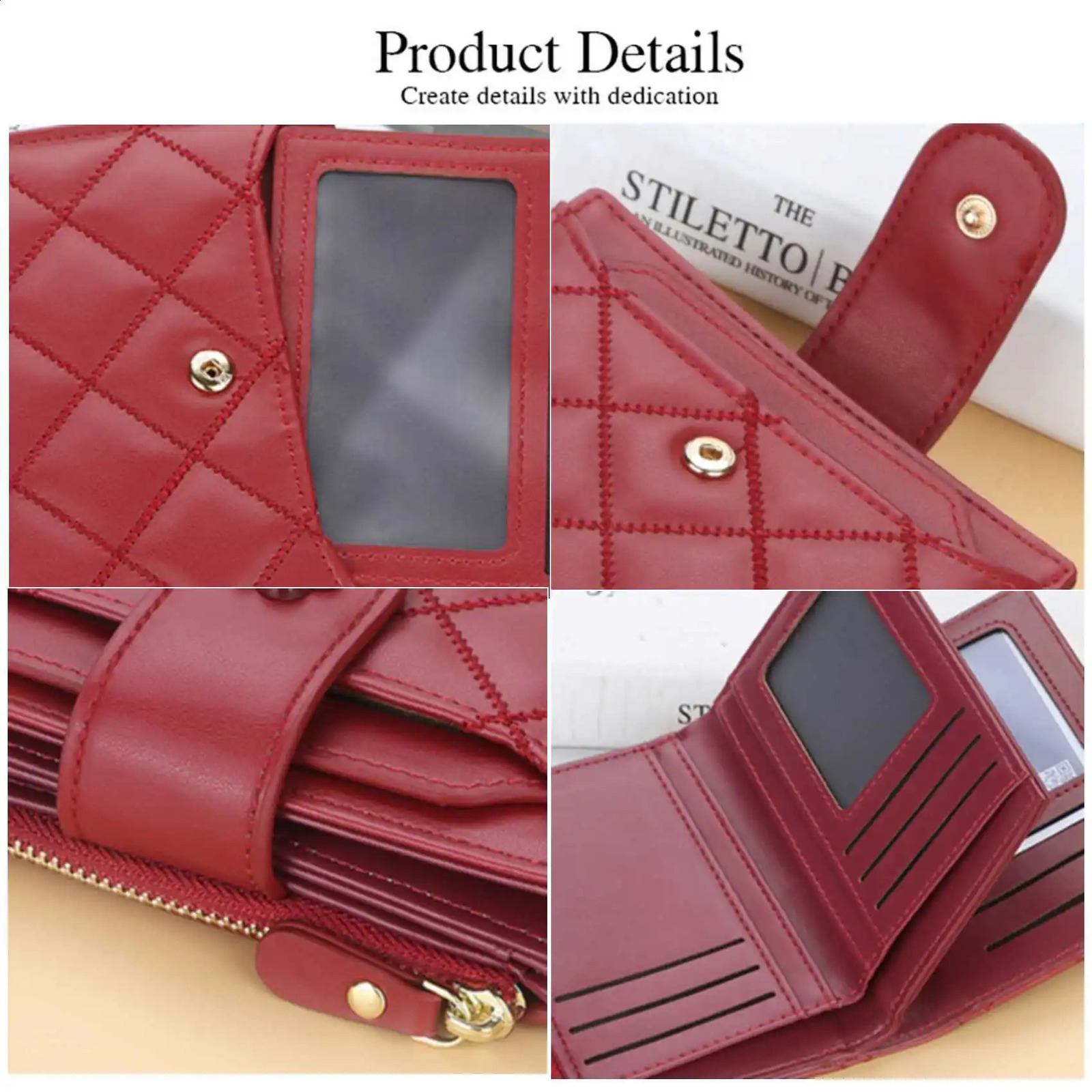 Argyle MultiCard Trifold Zipper Coin Purse Fashion Casual Womens Short Wallet Vertical Drivers License Buckle Card Holder 250305