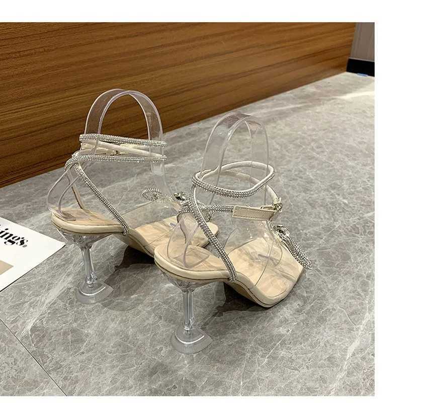 Sexy Rhine Bowknot Womens Sandals Jelly Transparent High Heels Summer Ankle Buckle Strap Party ShoeXJ2500305