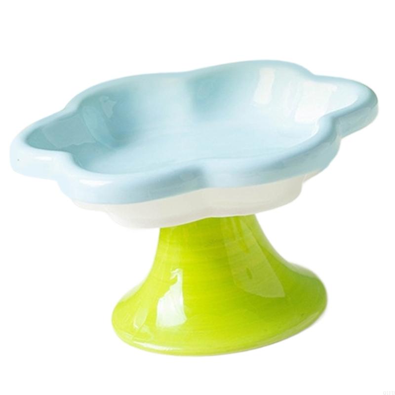 Q1FD Fashion Ceramic Pet Dish Elevated Cats Feeders Plate For Neck Comfortable