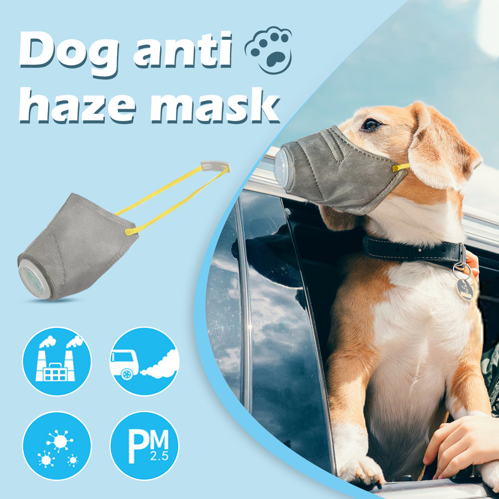 Dog Mask,Adjustable Dog Respirator Muzzle,Dog Filter Muzzle For Filter Pollutants,Reusable Breathable Protective Muzzle