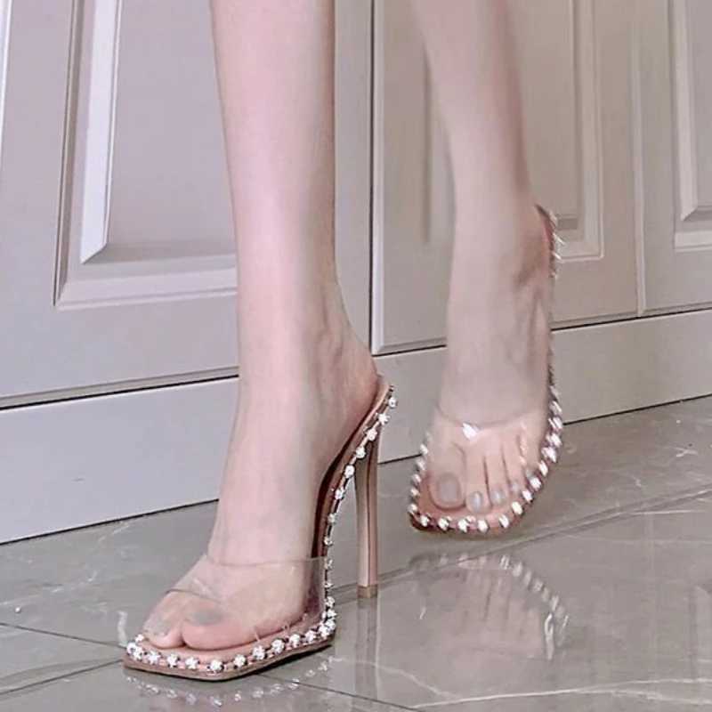 Women Height Increase 9cm Sandals 2024 New Nude High Heels Transparent Open Toe Slippers Women Summer Slim High Heels SlippersXJ2500305