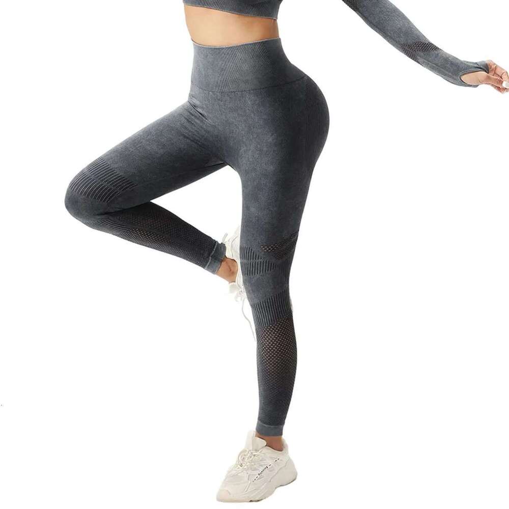 Hollow Push Up Butt Lift Yoga Sports Leggings Women Washed Frosted High Waist Workout Fiess Tights Elastic Gym Running Pants KLMY