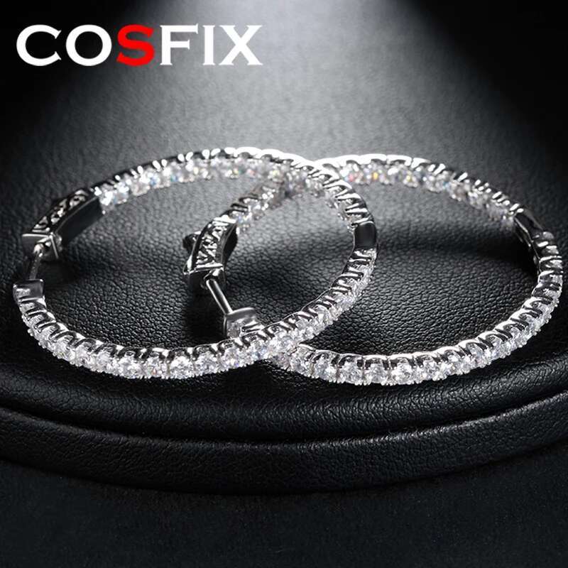 COSFIX Earring for D Color Women Stud Women's Full Moissanite Hoop Earrings
