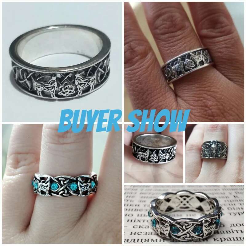 Huitan Viking Nordic Mythology Giant Men Defense Totem Wolf Fashion Hip Hop Rock Unisex Finger Ring Punk Gift