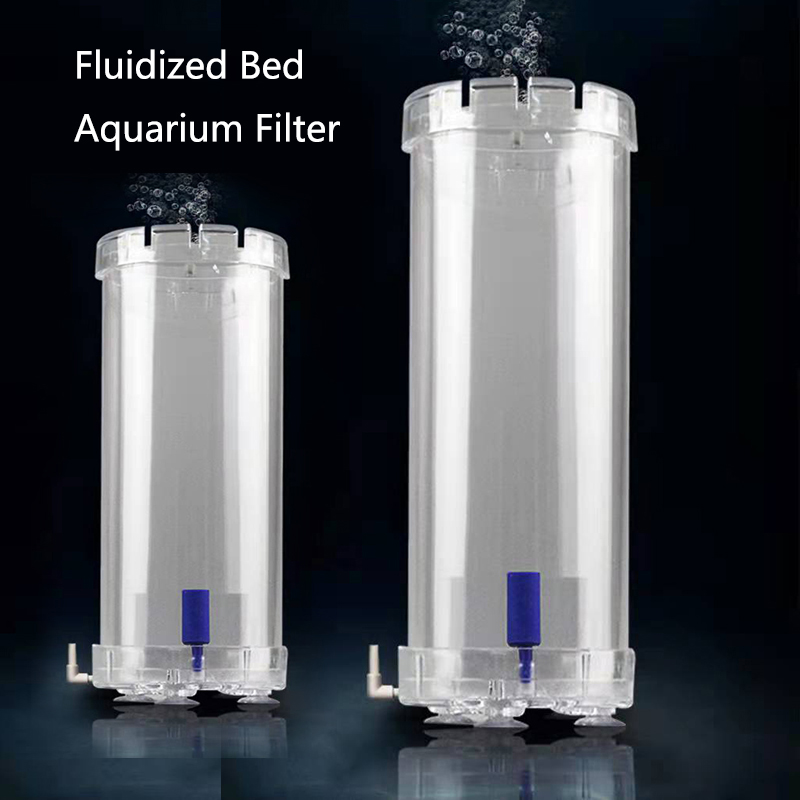 Aquarium Filter Fish Tank Fluidized Moving Bed Filter Bubble Bio Filter Media With Air Stone And Sponge Filters Transparent