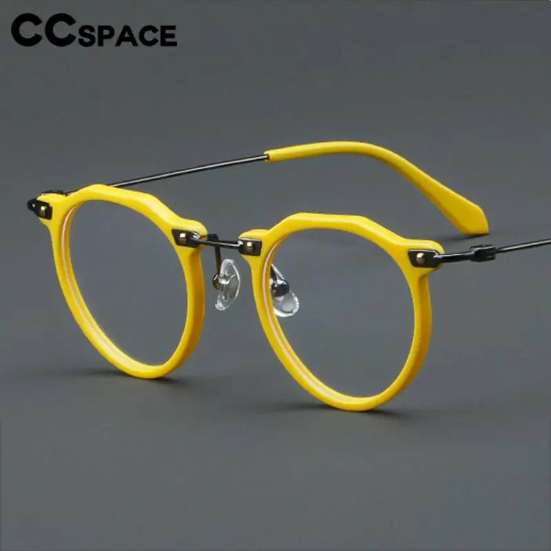57028 Vintage Acetate Optical Spectacle Frames Women Fashion Round Metal Eyeglass Frame Men Trend Transparent Eyewear 250303