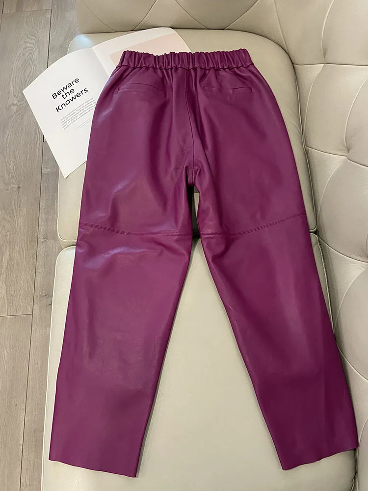 Leather Pant High Waist Spring 2023 Korean Fashion Genuine Trousers Streetwear Harm Pants Casual 250304