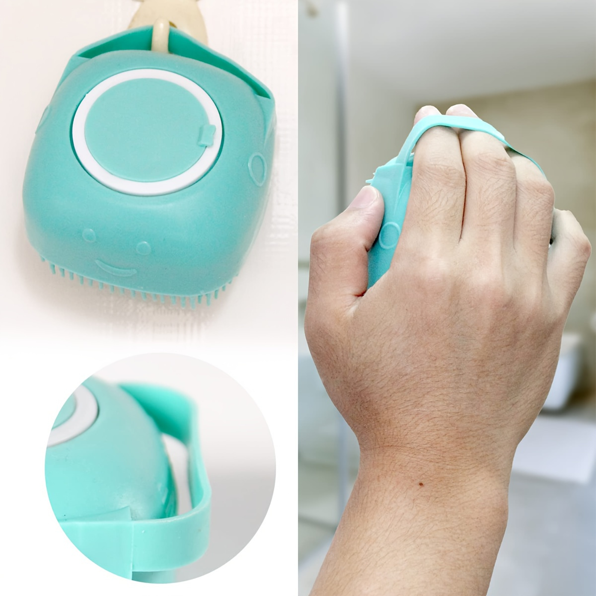 Gentle Silicone Pet Bath Brush with Shampoo Dispenser-Colorful Soft Bristles for Deep Clean and Relaxation-Dog Grooming Massage